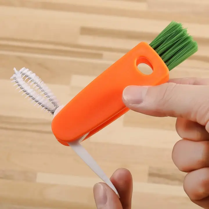 3 In 1 Multifunctional Cleaning Brush Mini Glass Cover Cleaning Brush Bottle Cleaning Brush Set Cup (1 Pc)