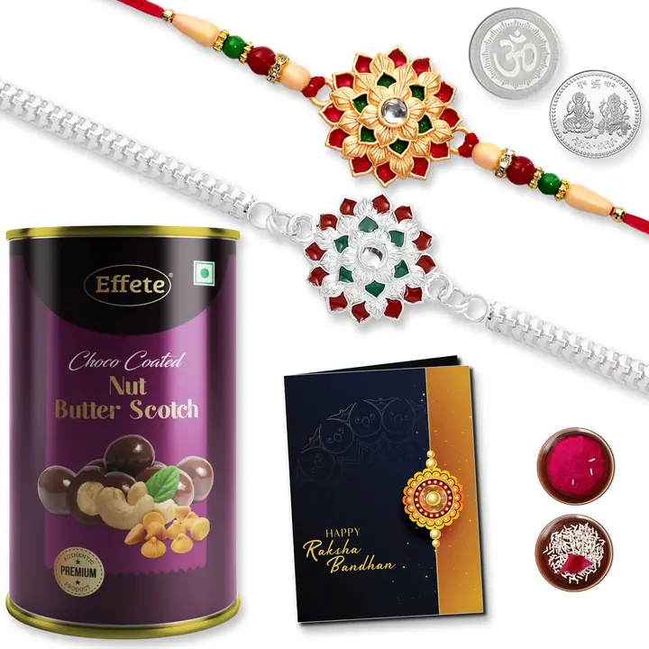 Rakhi Gift Pack With Butterscotch Nuts Rakhis Card Coin