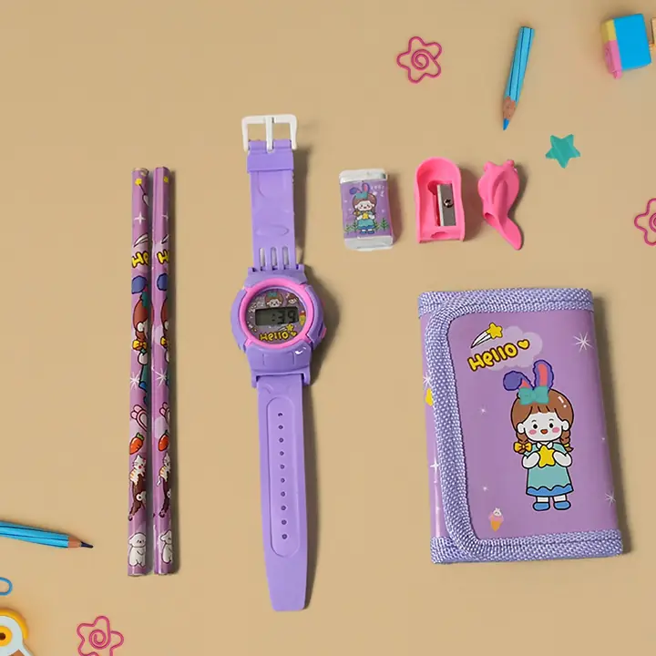 Stationery Set For Girls And Boys Kids Return Gift - 7 In 1 School Items For Kids-pencils Eraser