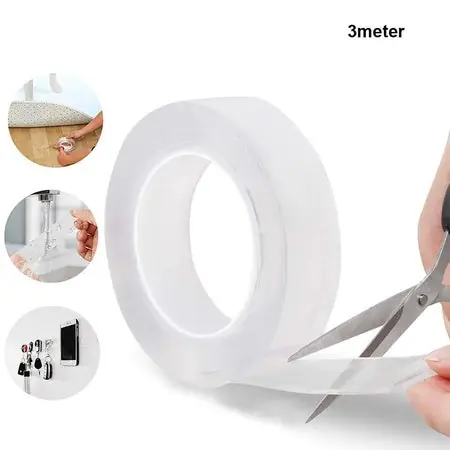 Double Sided Nano Adhesive Tape 3 Meter Washable Traceless Nano Gel Tape Multipurpose