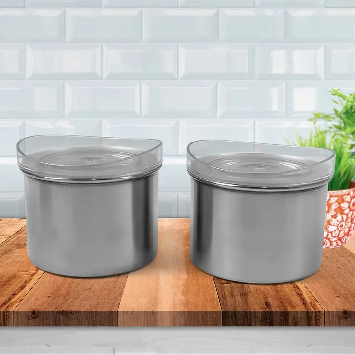 Multipurpose Stainless Steel Airtight Containers With See Through Lid (2 Pc 500 ml)