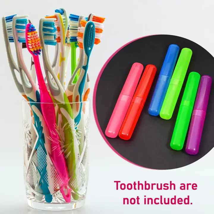 6pc Plastic Toothbrush Cover Anti Bacterial Toothbrush Container- Tooth Brush Travel Covers Case