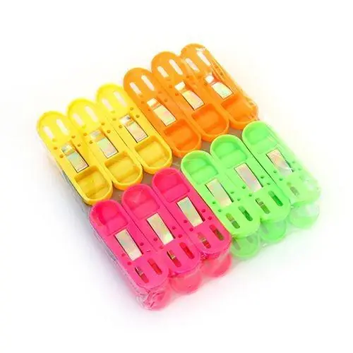 Cloth Drying Non-slip Light Plastic Clips (Multicolour) (Pack Of 12)
