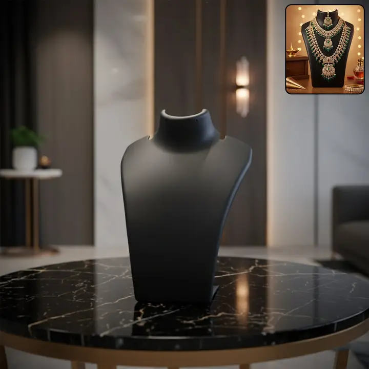 Premium Black Necklace Display Stand Mannequin Bust (1 Pc 15x11 Cm)