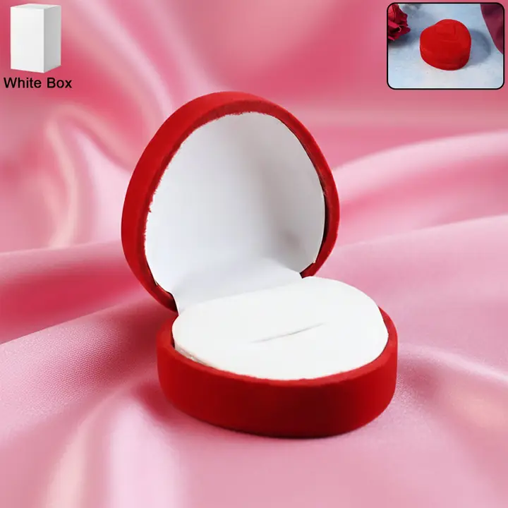 Premium Heart-shaped Velvet Jewellery Ring Box (1 Pc)