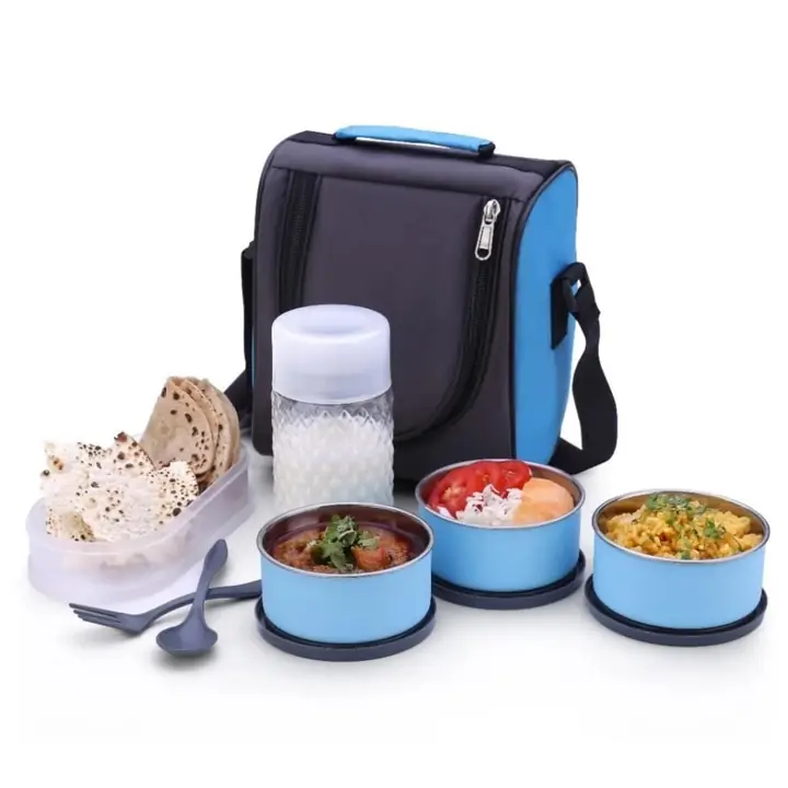 All In One Lunch Box With Fabric Bag For Office School Use