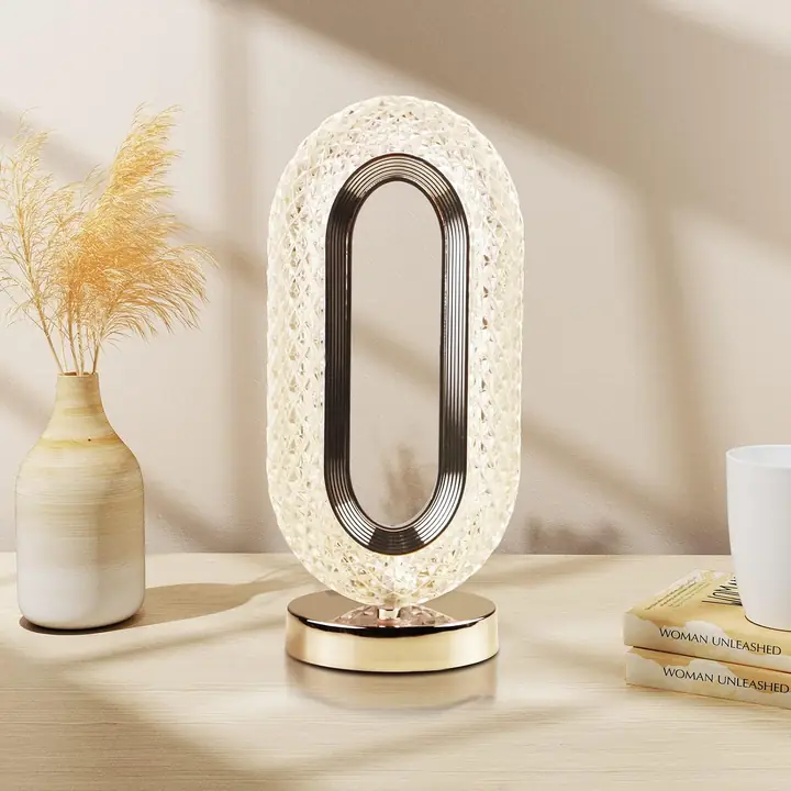 Touch Control Crystal Table Desk Lamp 3-way Dimmable Light USB Rechargeable Crystal Diamond Table