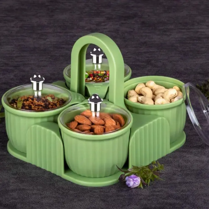 Multipurpose Jar Dryfruit Set Candy Chocolate Snacks Storage Jar Masala Jar For Home And Kitchen (4 Pc Set)