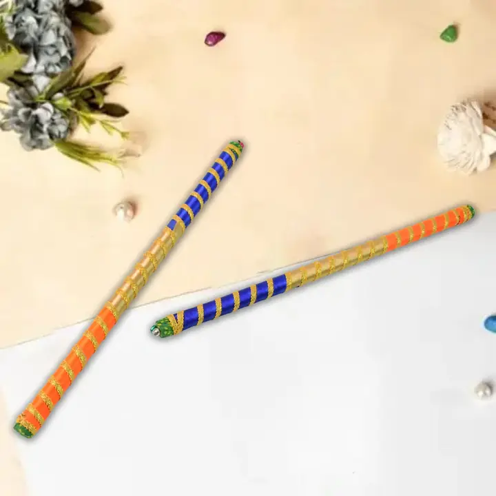 Traditional Decorative Dandiya Sticks Pair For Navratri Garba (2 Pc)