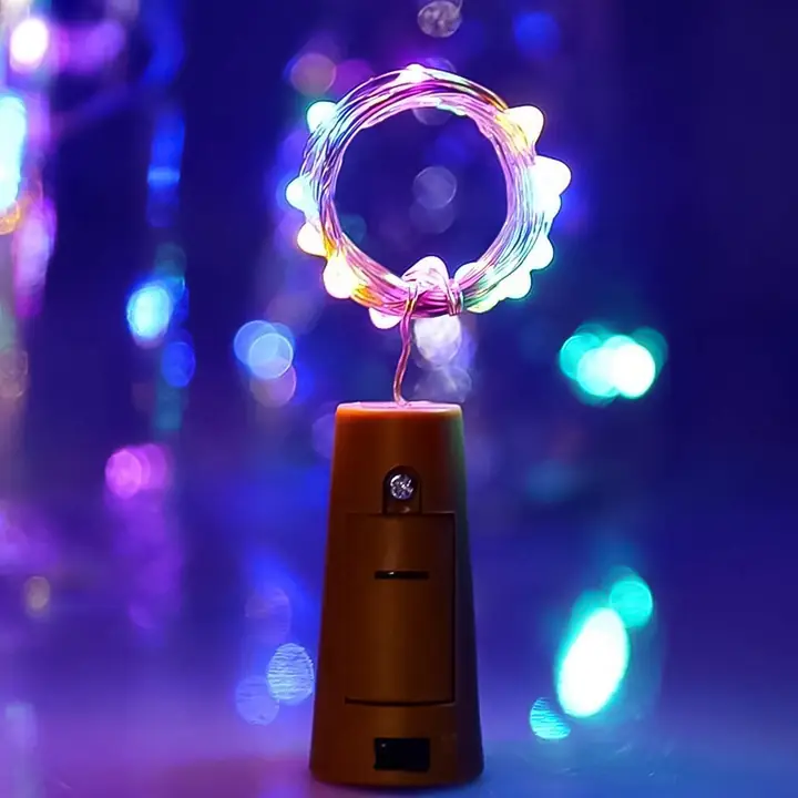 Wine Bottle Cork String Light Multi LED 2m Cable Length Copper Wire Battery Operated (Multicolor