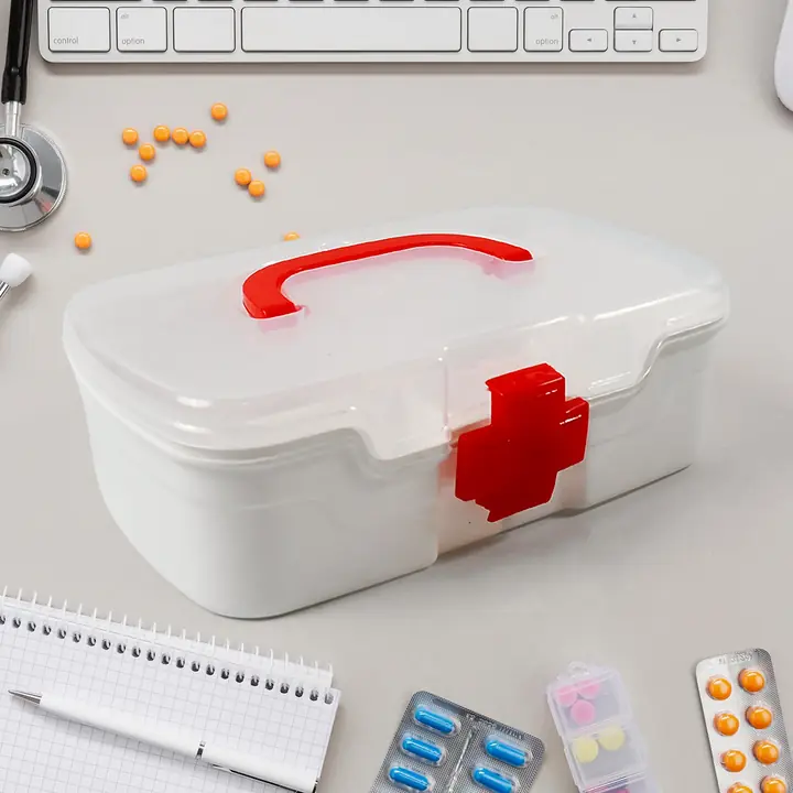 3 Compartment Medical Box 1 Piece Indoor Outdoor Medical Utility Medicine Storage Box Detachable