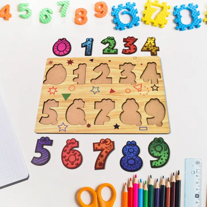 Wooden Number Puzzle Learning Educational Board (1 Set 2820 Cm)