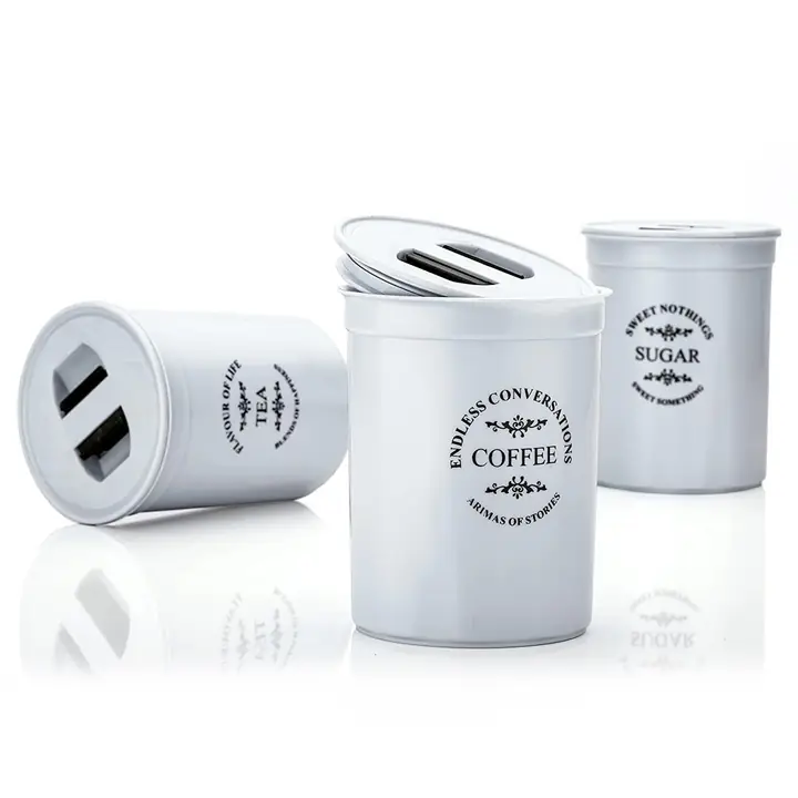 Accurate Seal Tea Sugar Coffee Container - 3 Pcs Plastic Damru Shaped Tea Coffee Sugar Canisters (3 Pcs Set)