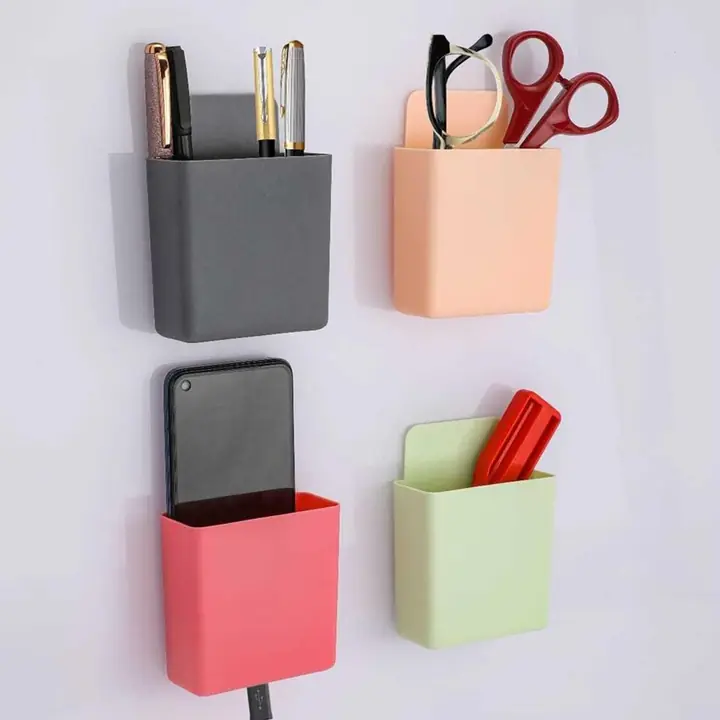 Multipurpose Plastic Wall Mounted Remote Mobile Holder Stand (Pack Of 4)