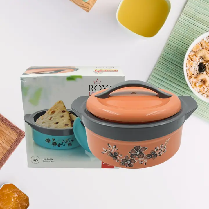 Casserole Box For Food Searving Inner Steel Insulated Casserole Hot Pot Flowers Printed Chapati Box