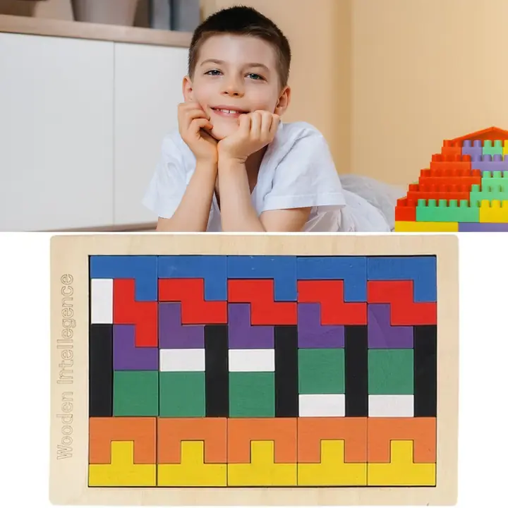 Wooden Blocks Puzzle Childrens Educational Toys Russian Block Block Puzzle For Early Childhood