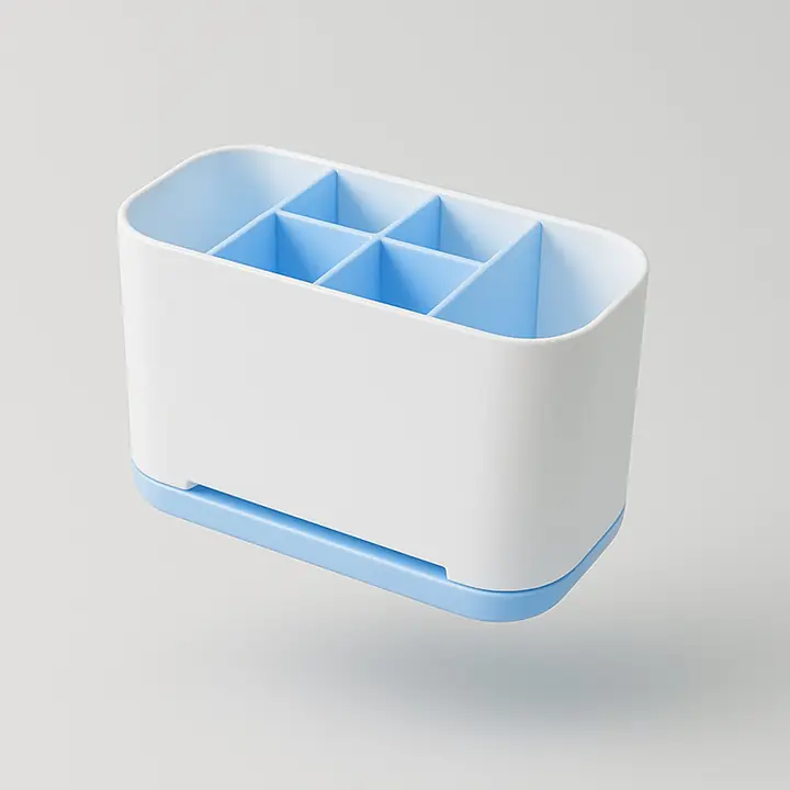 Compartment Multi Purpose Organizer Toothbrush Holder Stand Plastic Caddy (1 Pc)