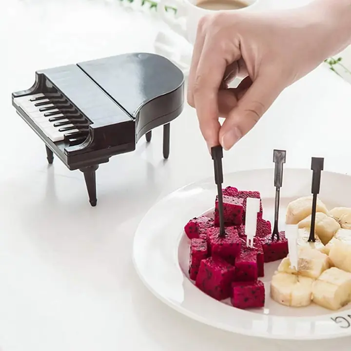 10pcslot Creative Piano Fruit Forks Set Food Sticks For Dessert Fruit Snack Picking Kitchen Dining (10 Pc Set)