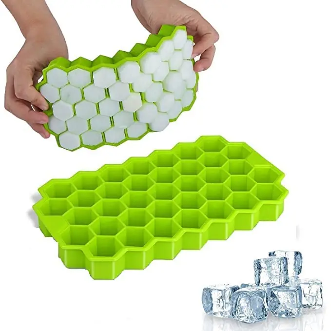 Flexible Silicone Honeycomb Design 37 Cavity Ice Cube Moulds Trays Small Cubes For Whiskey Tray For