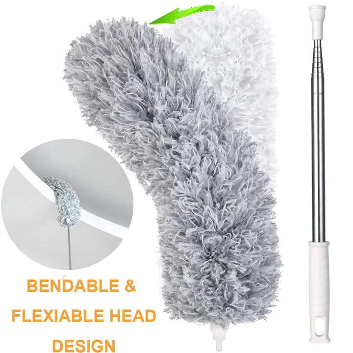 Microfiber Dusters For Cleaning Telescoping Feather Duster With 100 Inches Extendable Handle Pole