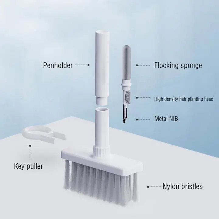5in1 Multi-function Soft Dust Clean Bush For Computer Cleaning With Corner Gap Duster Keycap Puller