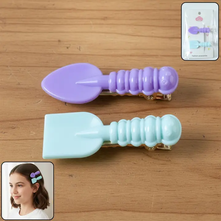 Cute Mini Spade Leaf Shape Hair Clip Set (2 Pc)