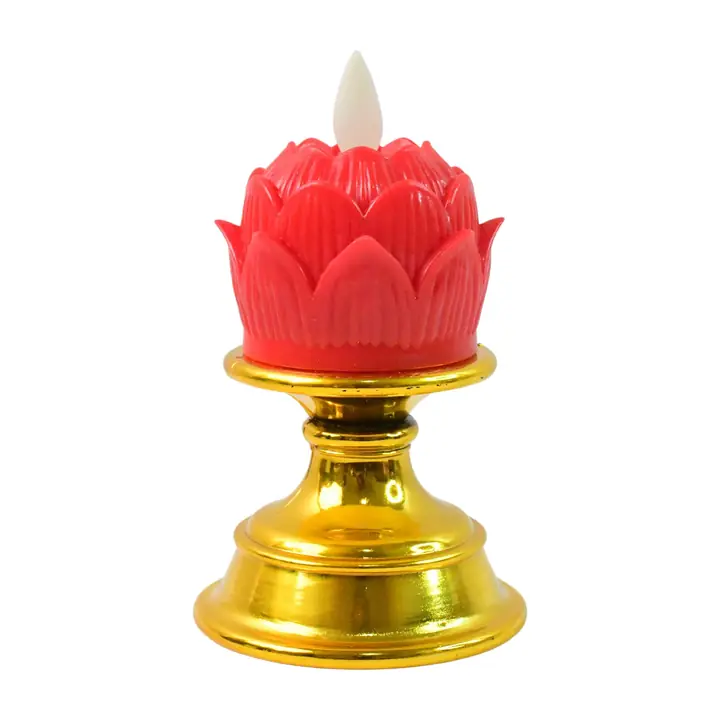 Premium Lotus Shaped LED Flameless Candle With Decorative Holder (1 Pc)