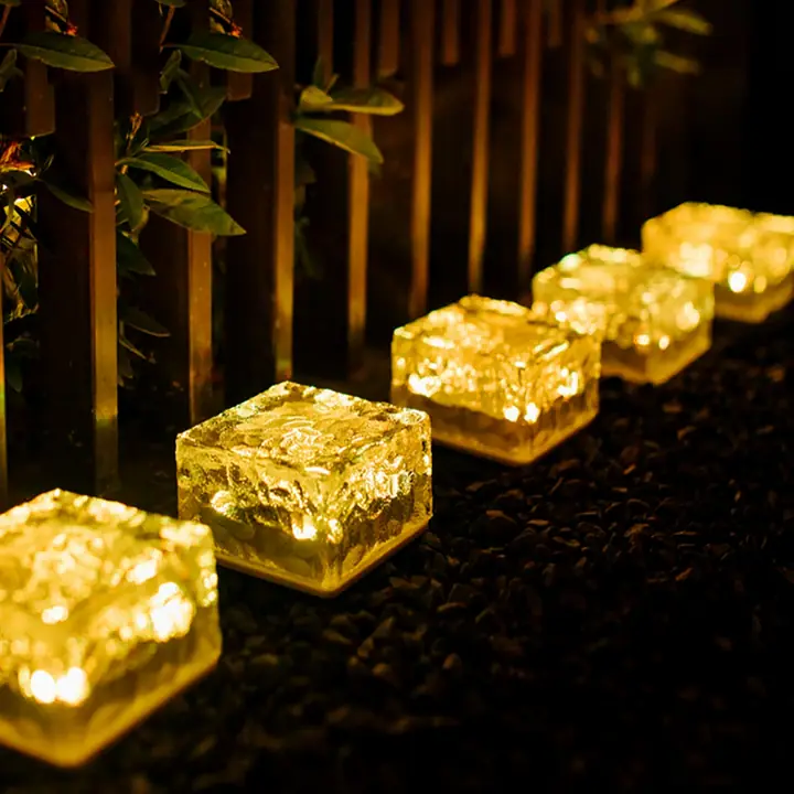 8557solar Ice Cube Shaped Garden Light Ice Cube Shaped Garden Warm Light Outdoor Solar Garden