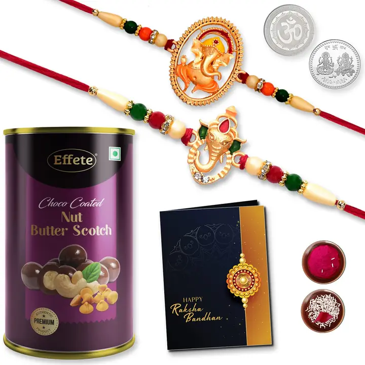 Rakhi Special Combo With Ganesha Rakhis Coin Choco Cashews