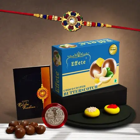 Rakhi (K1_550_bs32) Chocolate Butter Scotch 32gm Rakhi For Brother With Gift Rakhi With Chocolate