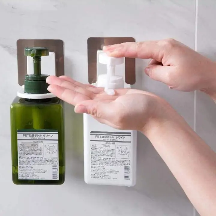 Wall Mounted Self Sticky Hooks For Body Wash Shampoo Bottle Wall Storage Strong Adhesive Hook Power (1pc)