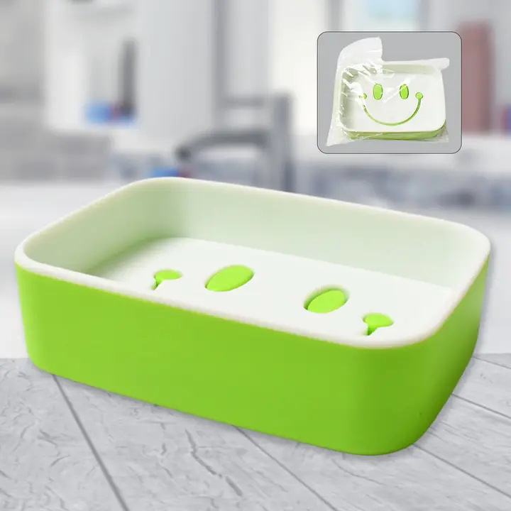 Portable Travel Home Box Cute Cartoons Smile Face Container Draining Holder Soap Dish