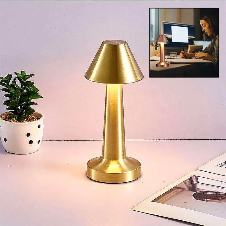LED Lamp With Touch Control Decorative Desk Lamp Portable Metal LED Table Lamp USB Rechargeable 3 (1 Pc)