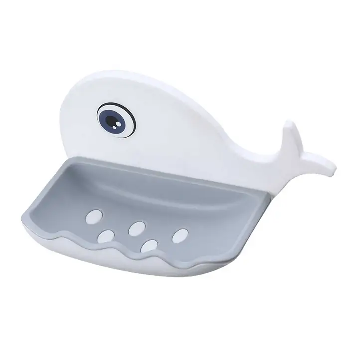 Fish Shape Double Layer Adhesive Waterproof Wall Mounted Soap Bar Holder Stand Rack For Bathroom