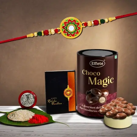 Rakhi Rakhi For Brother Set Of 1 With Silver Color Pooja Coin (K1_513_em)