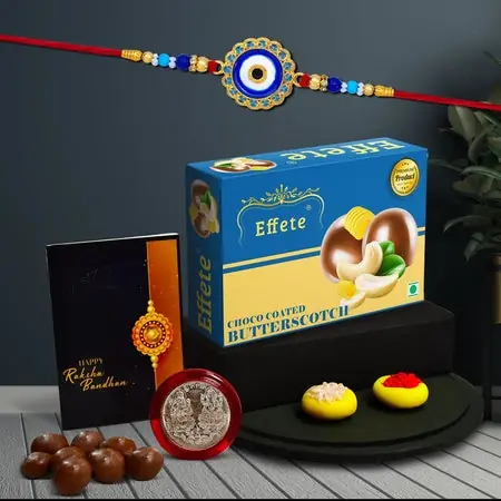 Rakhi (K1_516_bs32) Chocolate Butter Scotch 32gm Rakhi For Brother With Gift Handmade Rakhi Rakhi