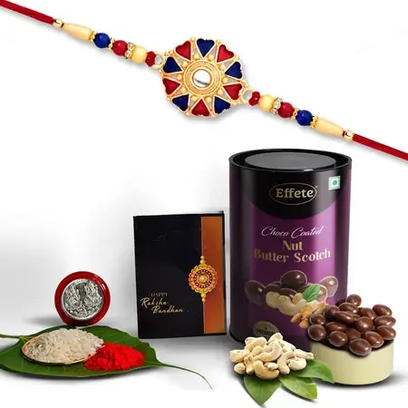 Multicolor Hearts Diamond Colorful Beads Rakhi Bracelet (K1_536_bs) Chocolate Butter Scotch 96gm