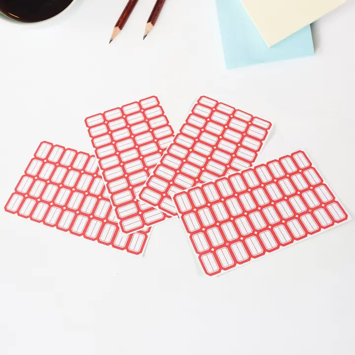 Multipurpose Blank Label Sticker Sheets Red Border Self-adhesive Writable Stickers For Bottles (50