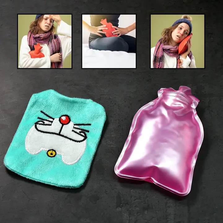 Doremon Cartoon Small Hot Water Bag With Cover For Pain Relief Neck Shoulder Pain And Hand Feet