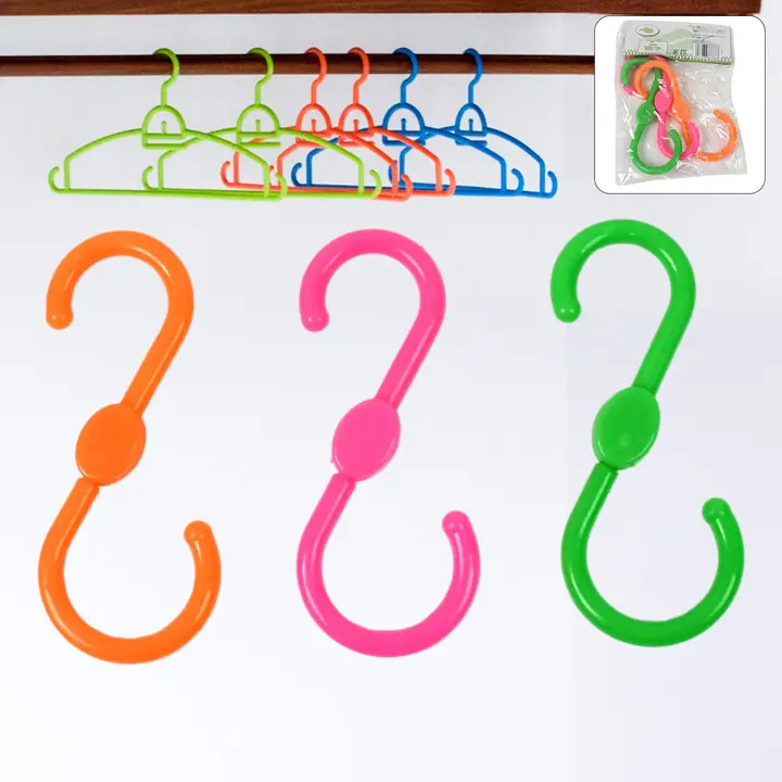 S Shape Plastic Hooks Hanger For Hanging Cloth (3 Pcs Set)