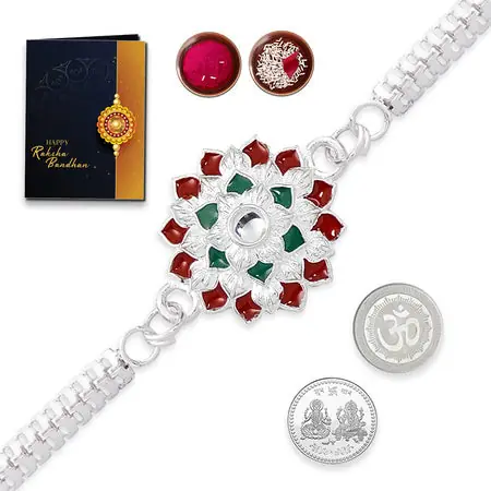 Rakhi With Tilak Set Coin Card And Chocolate