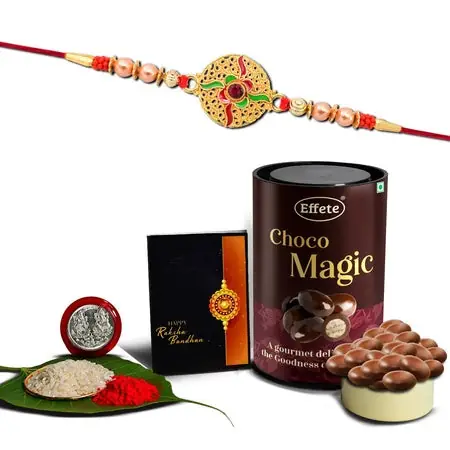 Rakhi (K1_401_em) Chocolate Magic Rakhi For Brother With Gift Handmade Rakhi Rakhi Combo For