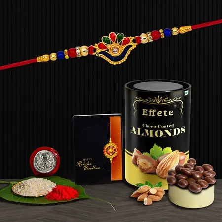 Rakhi (K1_313_ca) Chocolate Almonds 96gm Rakhi For Brother With Gift Fancy Rakhis For Men Stylish