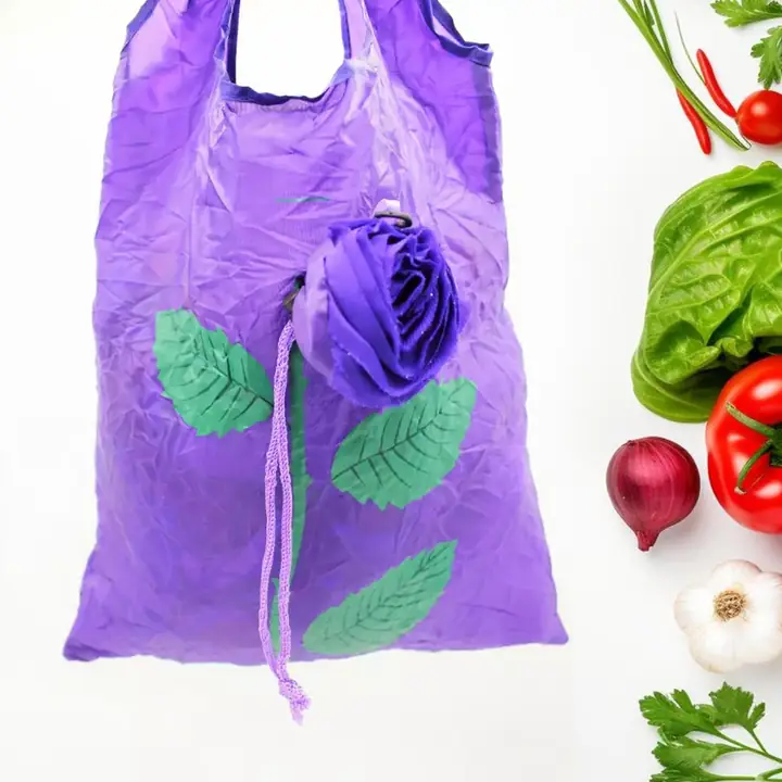Foldable Bag Cute Rose Shape Cover Reusable Bag Naylon Bag Nylon Shopping Carry Bags Large Reusable (1pc)
