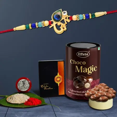 Rakhi (K1_438_em) Chocolate Magic Rakhi Combo With Card And Chocolate Chocolates Gift Pack Rakhi