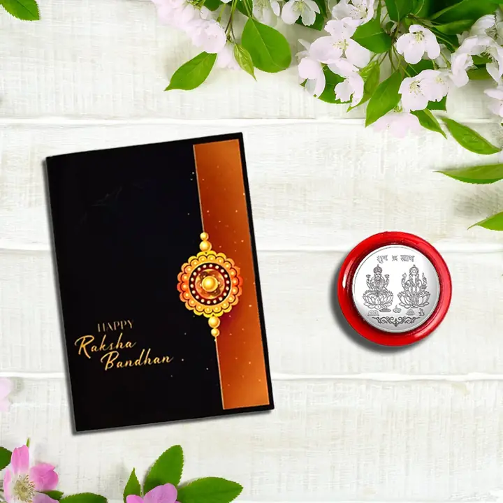 Krishna Flute Rakhi With Choco Nut Butterscotch Coin Tilak Greeting Card Combo