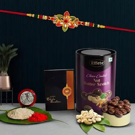 Rakhi (K1_526_bs) Chocolate Butter Scotch 96gm Rakhi Combo With Card And Chocolate Chocolates Gift