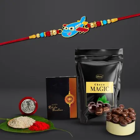 Rakhi (K1_267_sm) Choco Magic (Pouch) Rakhi For Brother With Gift Rakhi With Chocolate Rakhi Combo