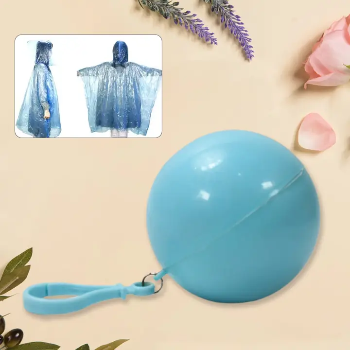 Disposable Raincoat For Kids With Hood And Attachable Round Case Clear Plastic Raincoats For (1 Pc Multicolor)