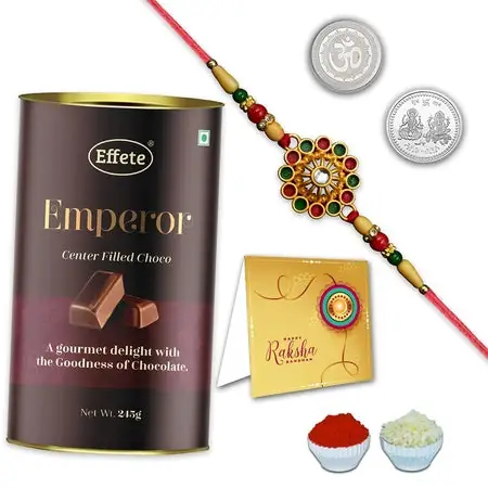 Multicolor Bracelet Rakhi (K1_301_mrn) Chocolate Red And Greaan Flower Rakhi Colourful Flower Rakhi